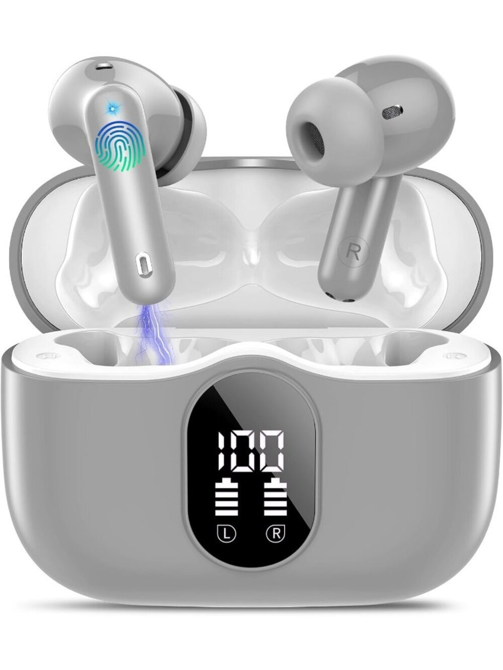 Wireless Fog Grey Bass Stereo Noise Cancelling 36H Playtime Bluetooth Earbud